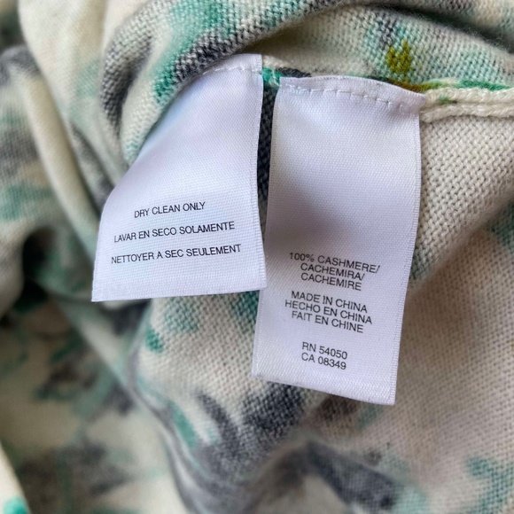 ANNE KLEIN CASHMERE FLORAL WRAP SWEATER LONG SLEEVE TOP OFFICE BOTANICAL FLOWERY - Picture 2 of 7